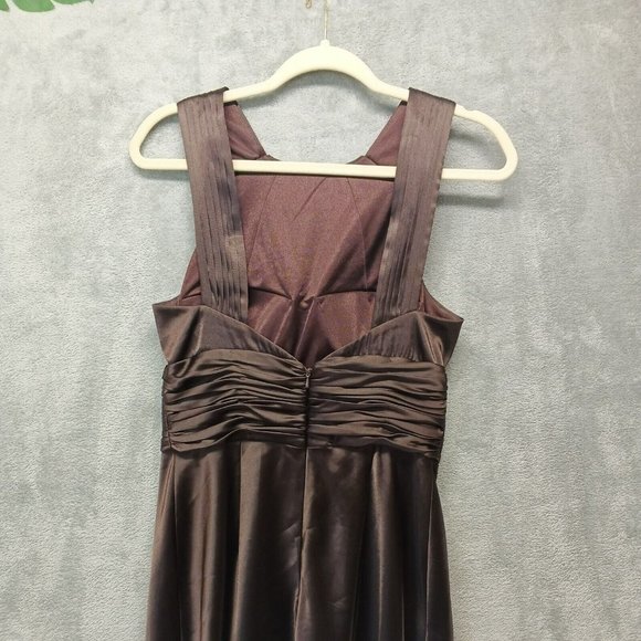 ADRIANNA PAPELL Boutique Women Halter Pencil Dress Brown Satin Size 8 - Picture 8 of 12